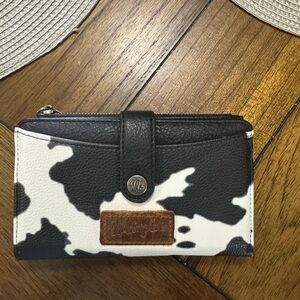 Cow Print Wallet with Black Accents